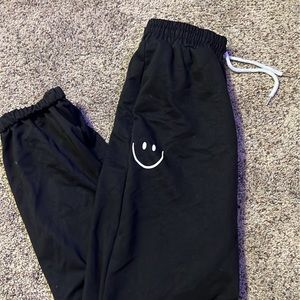 Black sweat pants with smiley face from shein size medium